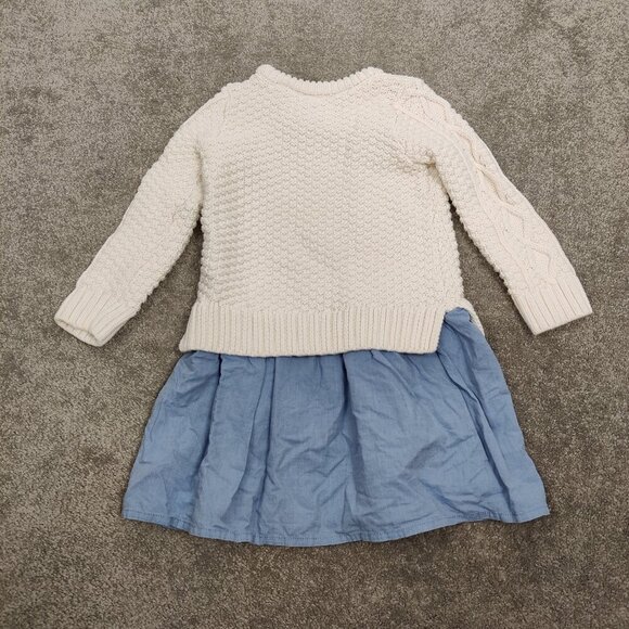 Gap Girl's Sweater Dress in Ivory Size 3T Cable Knit 100% Cotton Shirt Skirt - Picture 2 of 7